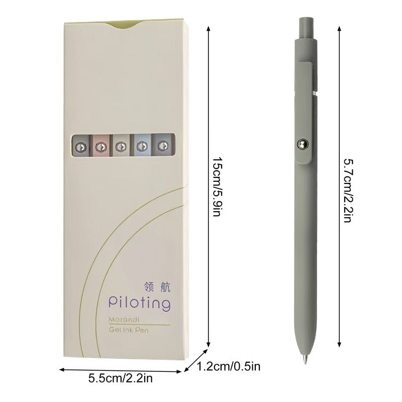 A-5 Pack Multicolor Rollerball Gel Pens with Quick-Dry Ink & Refills – Fidget Clip, Smudge-Proof Writing