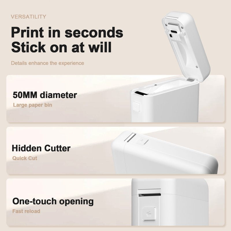 Portable Bluetooth Label Maker Machine with Tape - Compact Thermal Printer for Home Office Storage