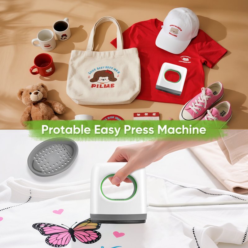 Mini Heat Press Machine for Crafts up to 410°F - Portable Iron for Shoes Hats