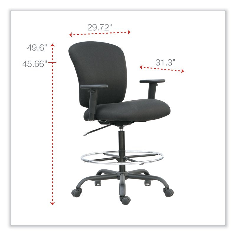 Big and Tall Office Stool with Height Adjustment Supports Up to 450 lb - Black