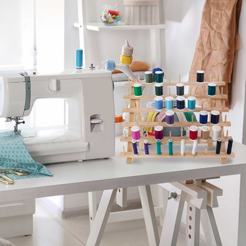 Beechwood Thread Rack for Sewing & Embroidery - 60 Spool Organizer