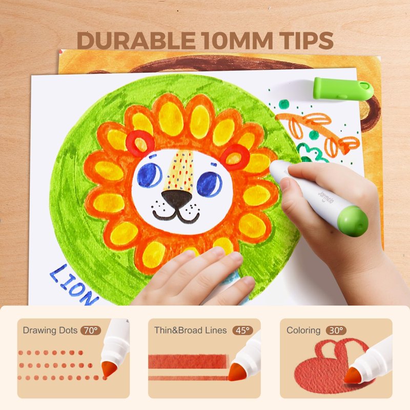 Kids Washable Marker Set - 12 or 24 Vibrant Water-Based Markers for Art & School