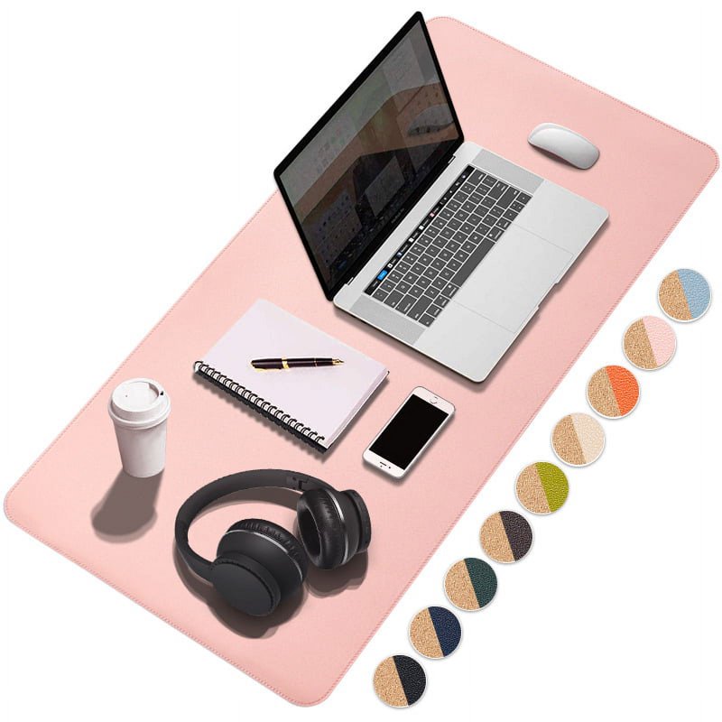 Extended Waterproof Desk Pad - Large Non-Slip Mouse & Keyboard Mat for Office & Home, Pink