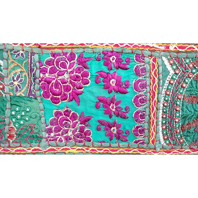 Indian Embroidered Patchwork Door Hanging & Window Valance - Ethnic Toran Decor - Green