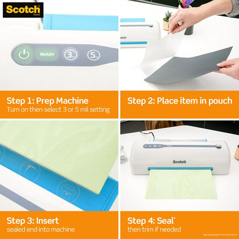 Matt Laminating Pouches Letter Size 8.9 x 11.4 in 20-Pack - Clear & Matte Finish