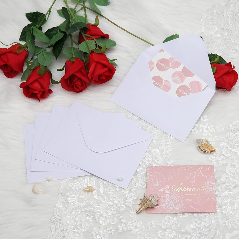 100-Pack 4x6 Inch White Envelope Set for Invitations and Cards - Wet Seal