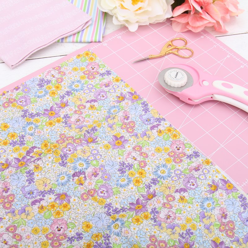 Cotton Quilting Fabric by the Yard - Spring Picnic Collection - Magenta Floral