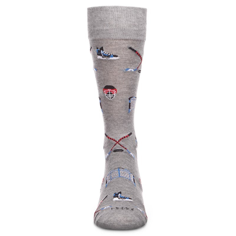 Men's Bamboo Crew Socks - Hockey Lovers Pattern, Eco-Friendly, Comfortable Fit
