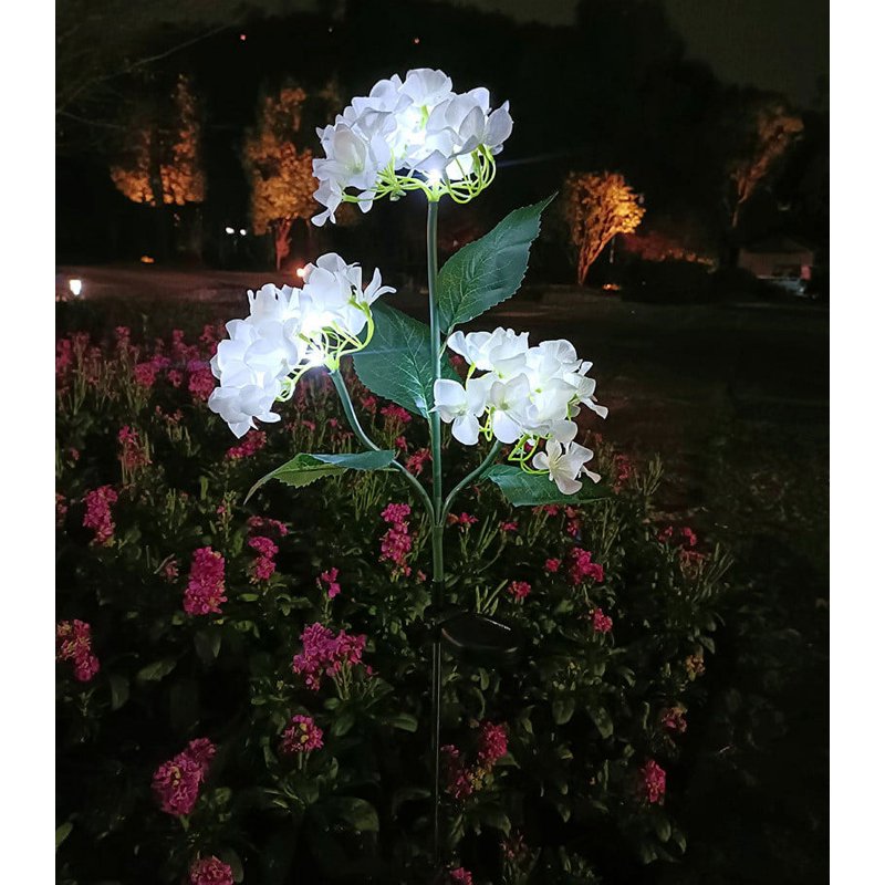 Solar Garden Stake Lights Hydrangea Flower Design Outdoor LED Pathway Lights for Patio Lawn Yard Decor