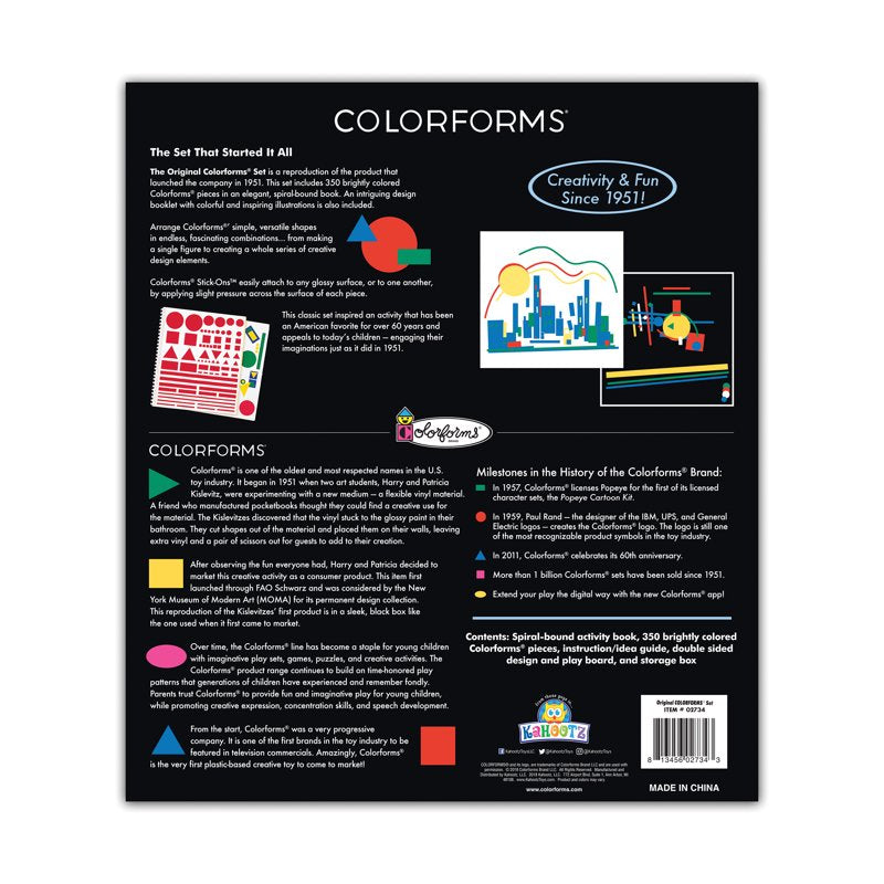 Color Forms Play Set with 350 Color Pieces - Classic Reusable Creative Toy for Ages 3+