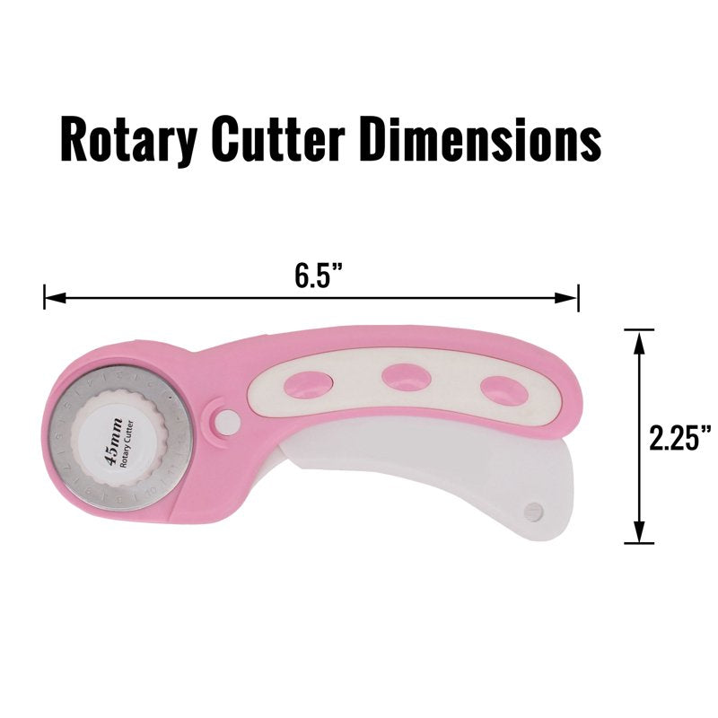 Rotary Cutter Set with 45mm Blade, Self-Healing Cutting Mat & Quilting Ruler