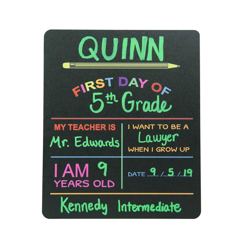 Reusable First & Last Day of School Chalkboard Sign Set for Photos - 12x10 Rectangle