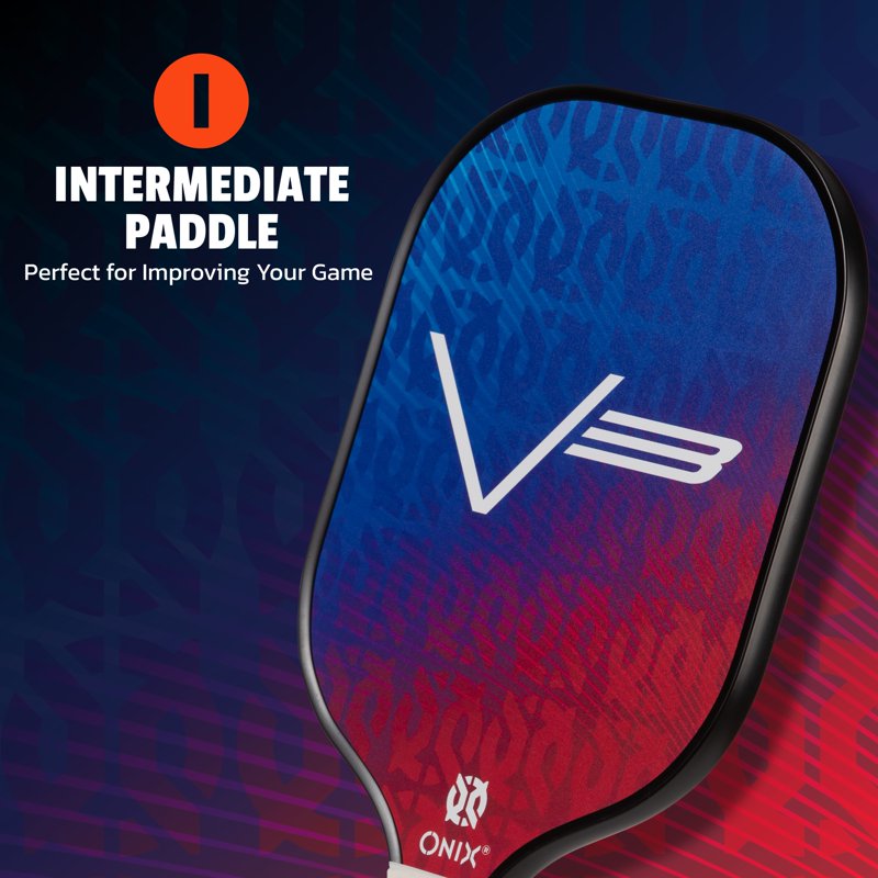 (2 Pack) ONIX V3 Pickleball Paddle – 8 oz Polypropylene Core, Edge Guard, Blue/Red