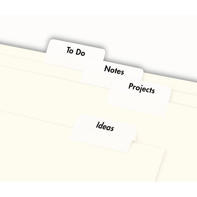 Self-Adhesive Plastic Binder Tabs - White 1-1/4 Inch, Repositionable