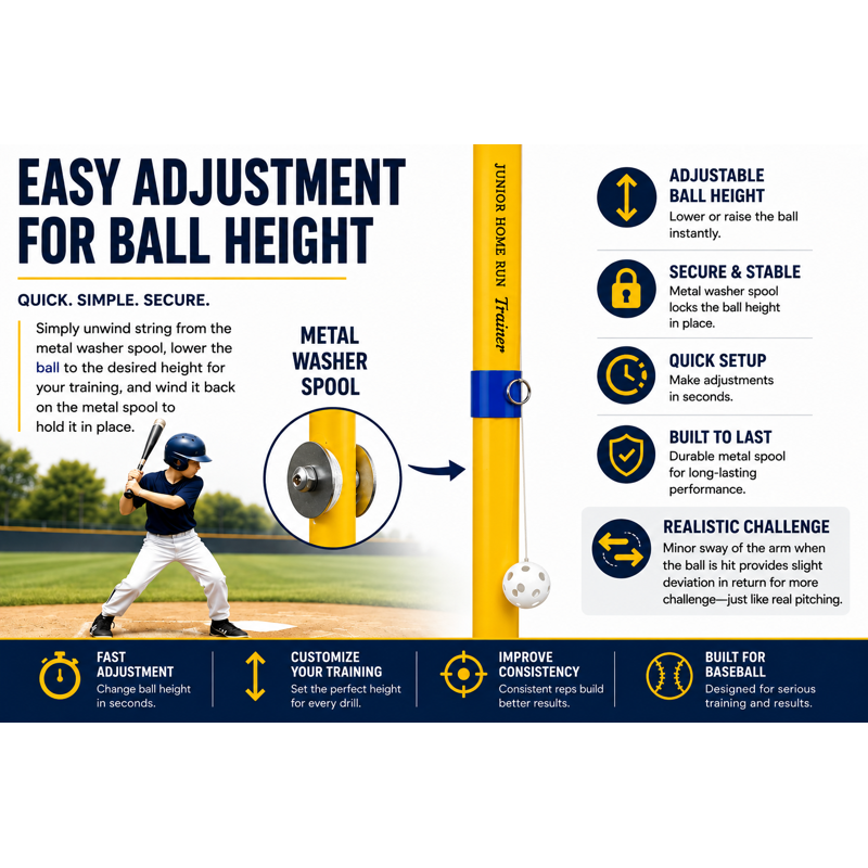 Kids Baseball & Softball Swing Trainer - Adjustable Batting Practice Aid for Beginners