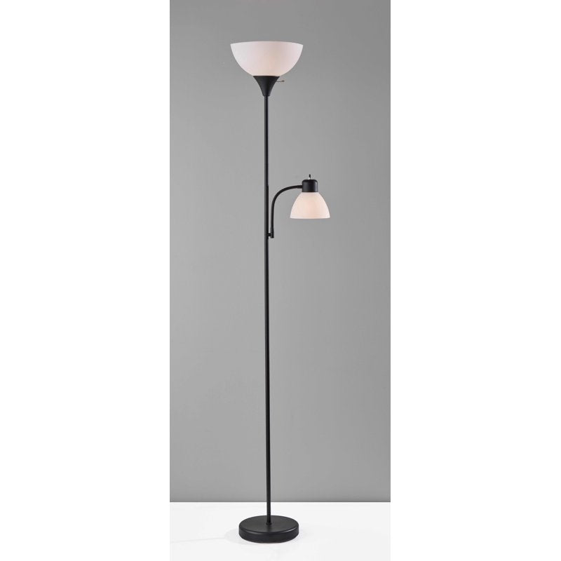 72-Inch Black Floor Lamp with Adjustable Reading Light - Modern Home Lighting