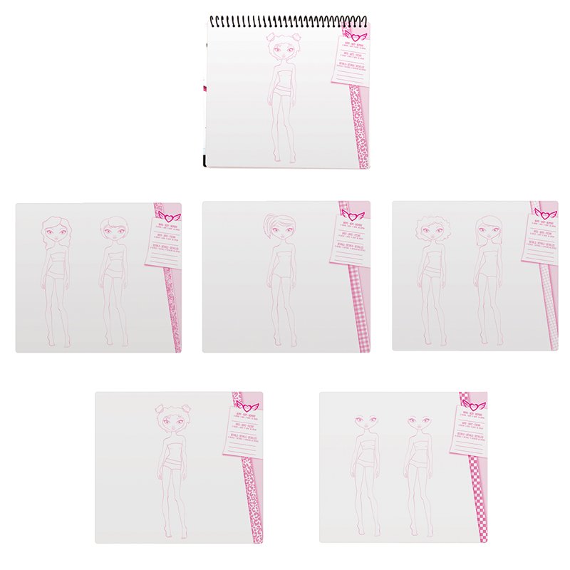 Fashion Sketch Portfolio Notebook with Stencils & Stickers - 8.5x11 Inch, 40 Pages