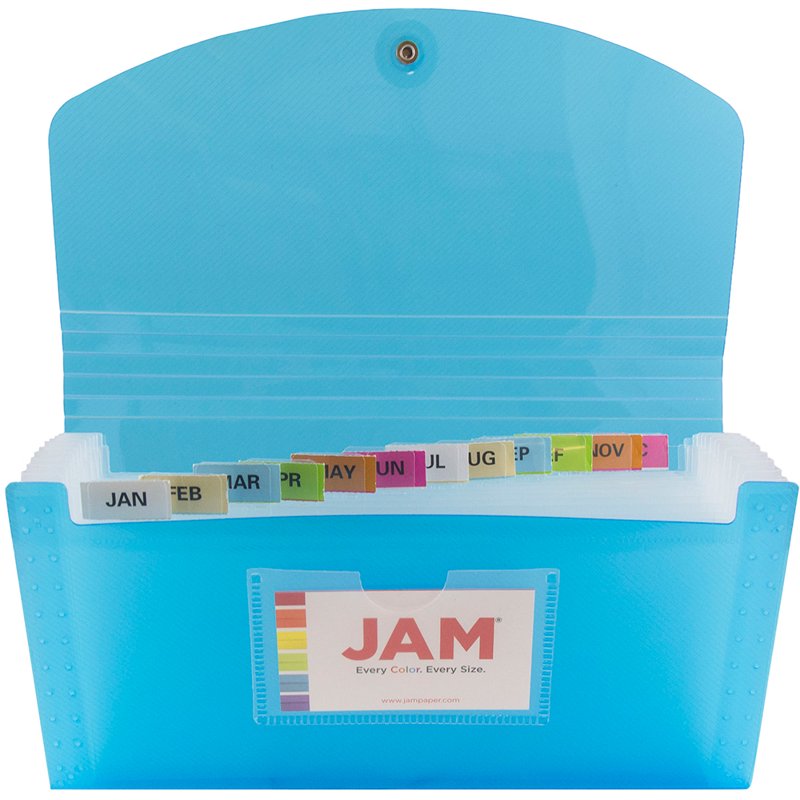 Blue 13-Pocket Expanding File Folder for Documents and Receipts