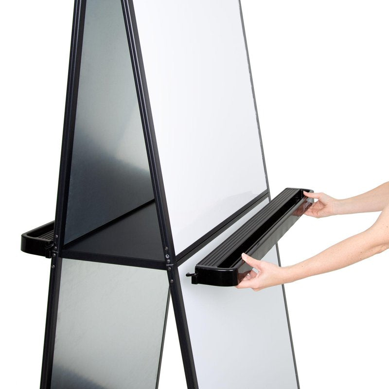 Mobile Double-Sided Magnetic Whiteboard on Wheels - 74 Inch Tall Portable Dry Erase Board with Storage Shelves