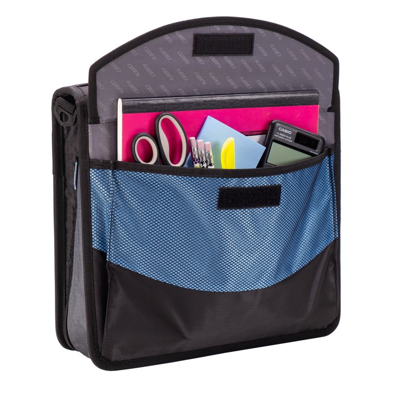Dual 1.5-Inch D-Ring Zip Binder with Pockets & Handle - Sky Blue