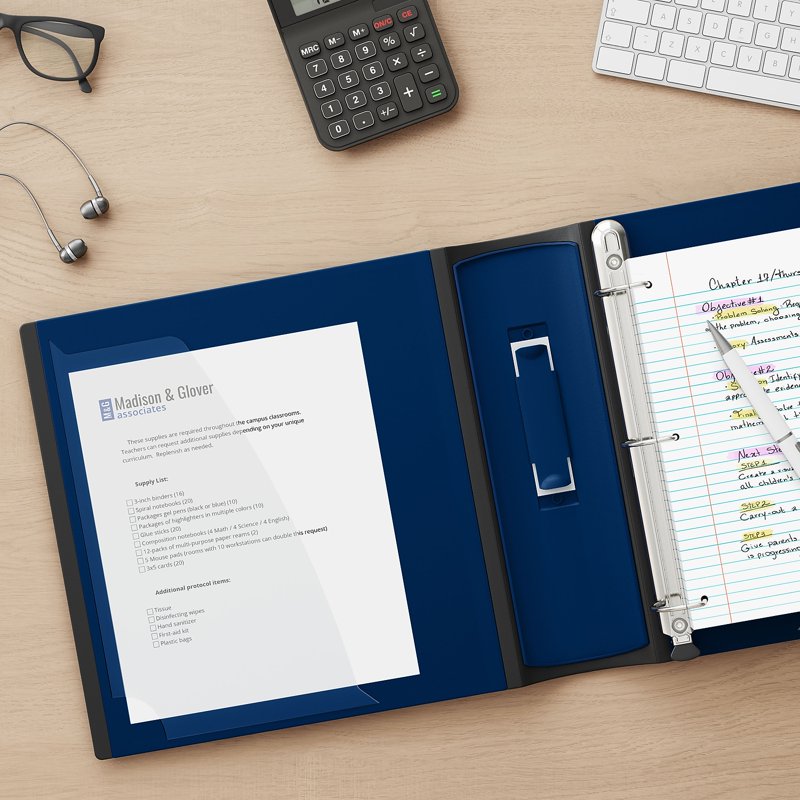 5-Inch 3-Ring D-Ring Binder - Navy Blue, Holds Up To 1270 Pages