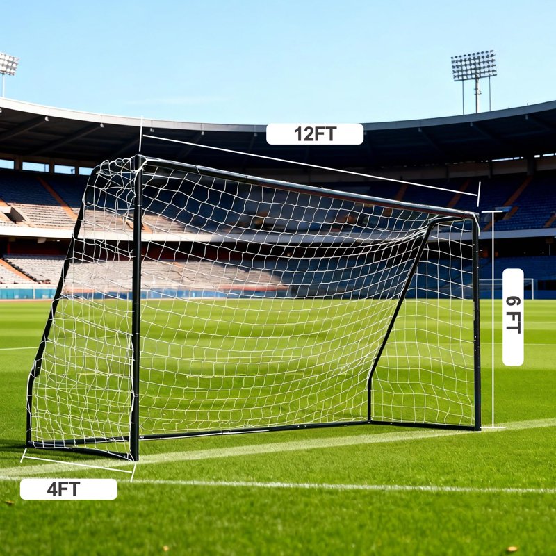 DSstyles 12x6 ft Heavy Duty Soccer Goal with 1.97" galvanized metal frame, weatherproof powder coat