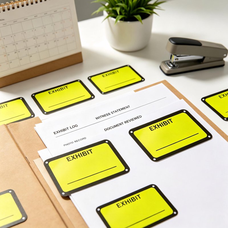 Yellow Legal Exhibit Labels - 1.65 x 1 Inch, 300 Pack for Document & Court Use