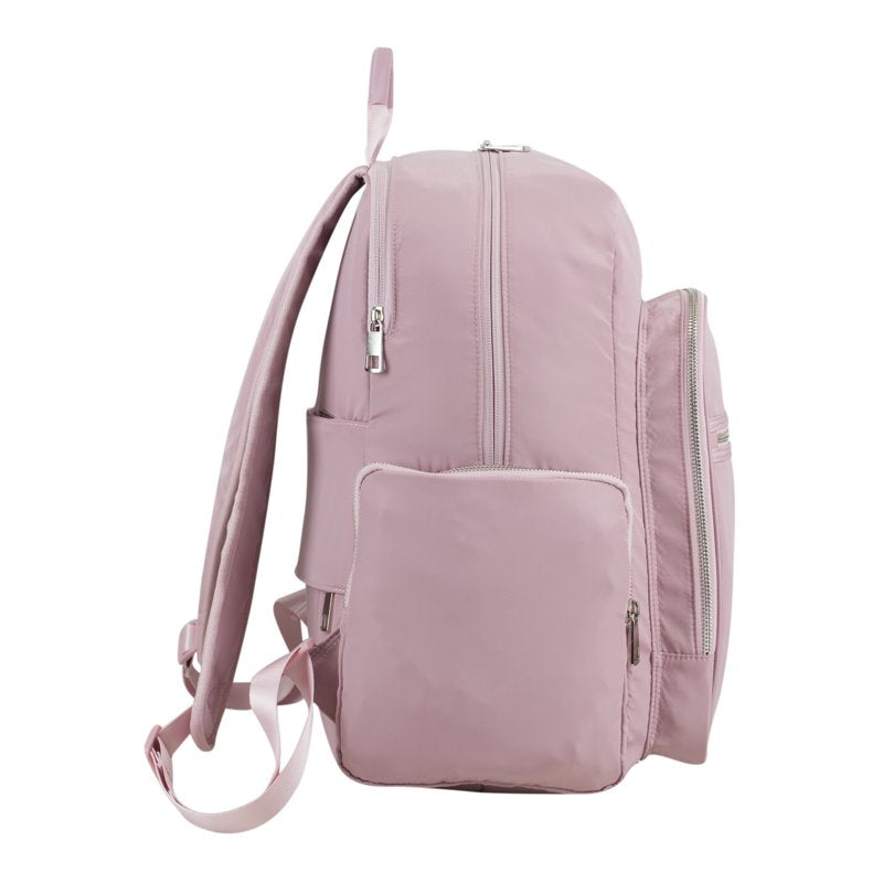 Essential Backpack with Trolley Sleeve - Large Capacity, Dusty Pink
