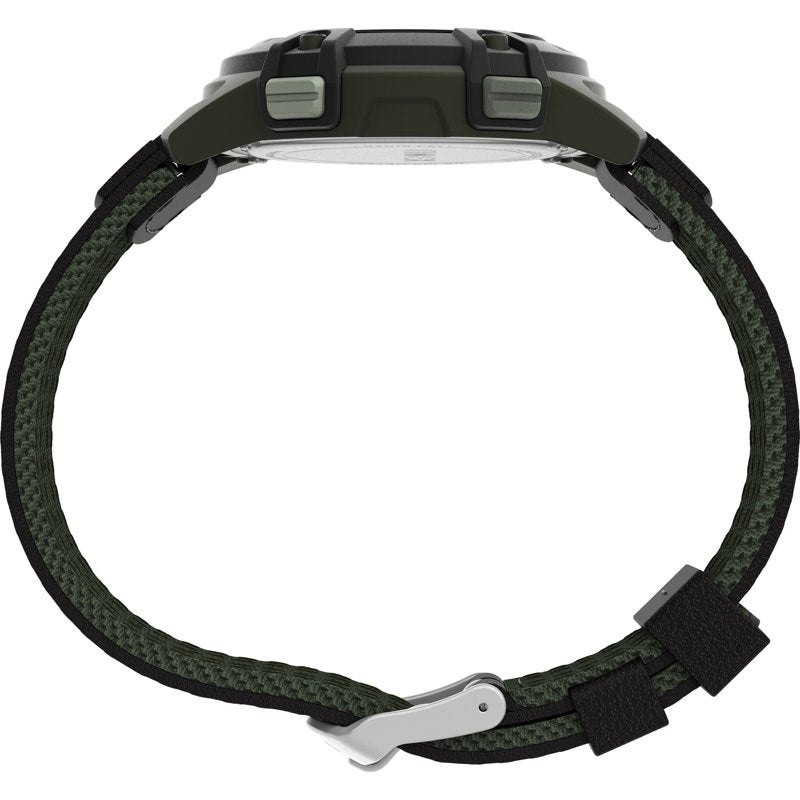 Digital Outdoor Watch with Leather & Fabric Strap, 100M Water-Resistant, Chronograph & Alarm
