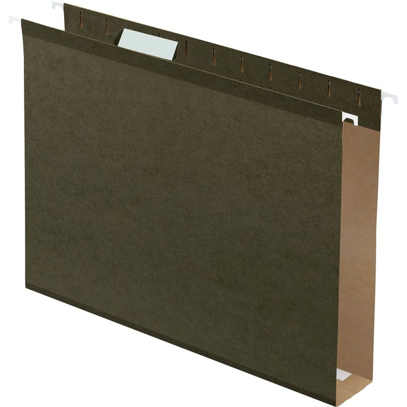 Extra Capacity Hanging File Folders - Letter Size, Green, 25 Pack