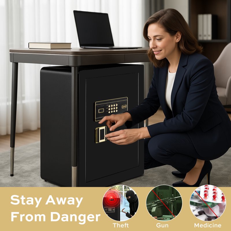 Large Fireproof Steel Safe with Dual Alarm System and Lockable Interior - 6.2 Cu.Ft