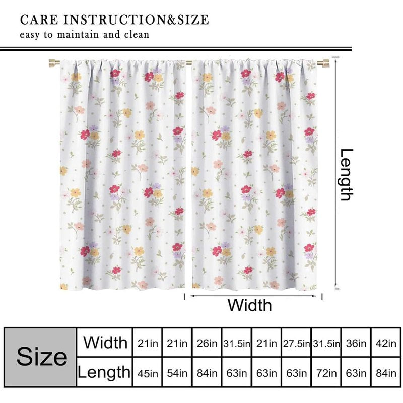 Colorful Floral Curtains - Modern Window Drapes for Bedroom & Living Room