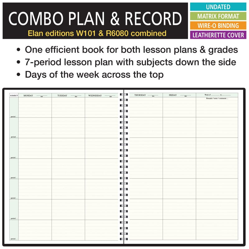 Teacher Lesson Planner Book 8.5x11 Inches - Black, Durable, Weekly & Daily Organizer