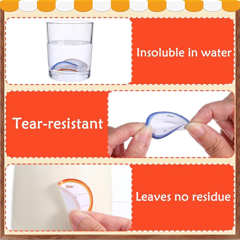 Dissolvable Food Labels - 500 Pcs, Water-Removable, 1.5 Inch Pantry & Canning Tags
