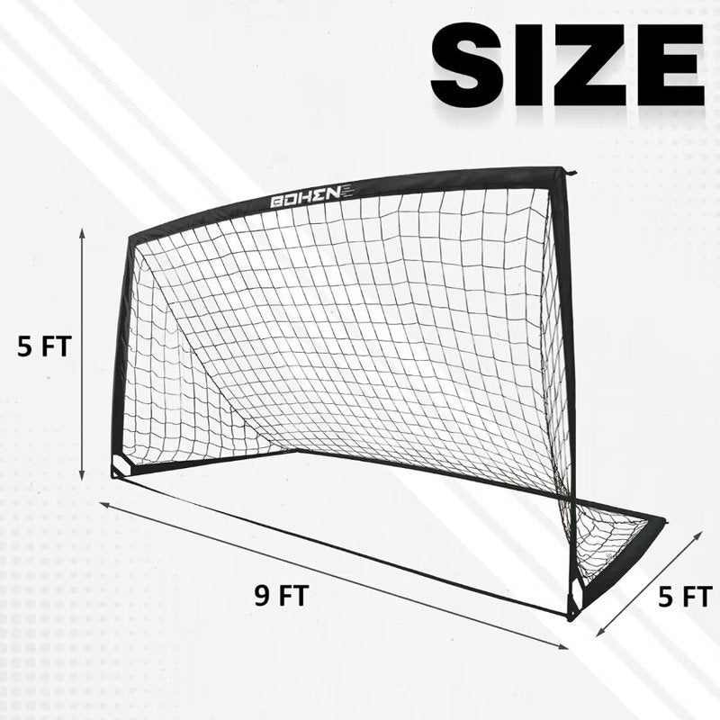 BOHEN 9x5ft Portable Soccer Goal with Carry Bag – Outdoor Backyard Practice, Black