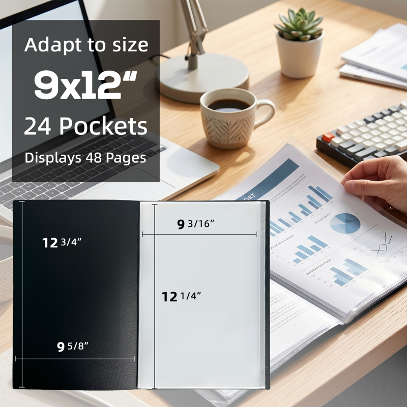 Art Portfolio Folder with Plastic Sleeves - Waterproof & Reversible Display