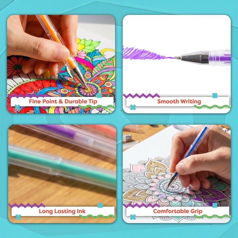100-Pack Gel Pens Set for Coloring, Journaling & School Supplies