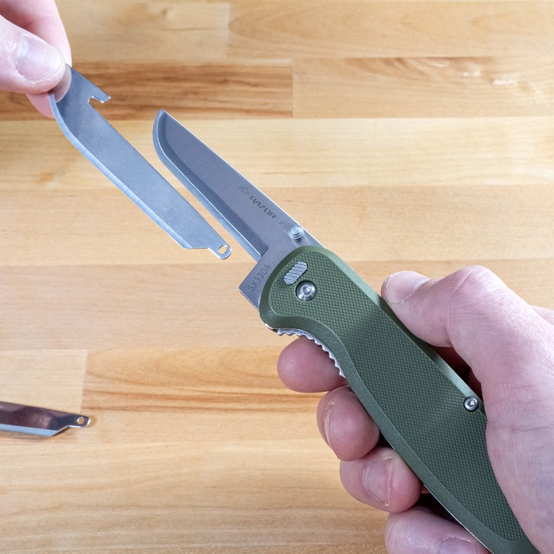 Outdoor Edge 3.0" Drop-Point Replacement Blades 4 Pack - Serrated & Plain Edges