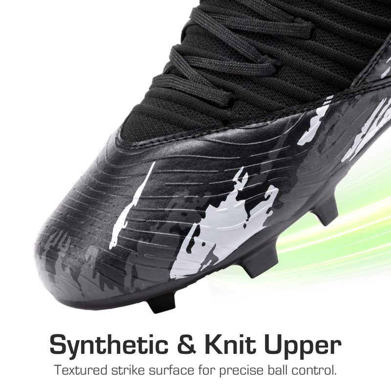 Dream Pairs Kids Soccer Cleats Mid-Top Outdoor Football Shoes - Black, Size Variation 5