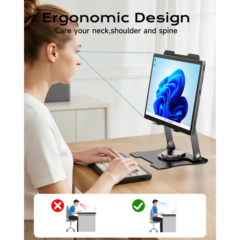 Aluminum Laptop Stand for Desks, Adjustable Foldable Ergonomic Stand