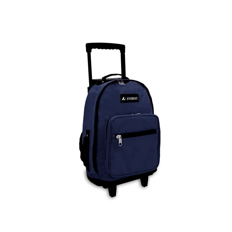 Unisex Wheeled Backpack with Multiple Pockets and Telescoping Handle