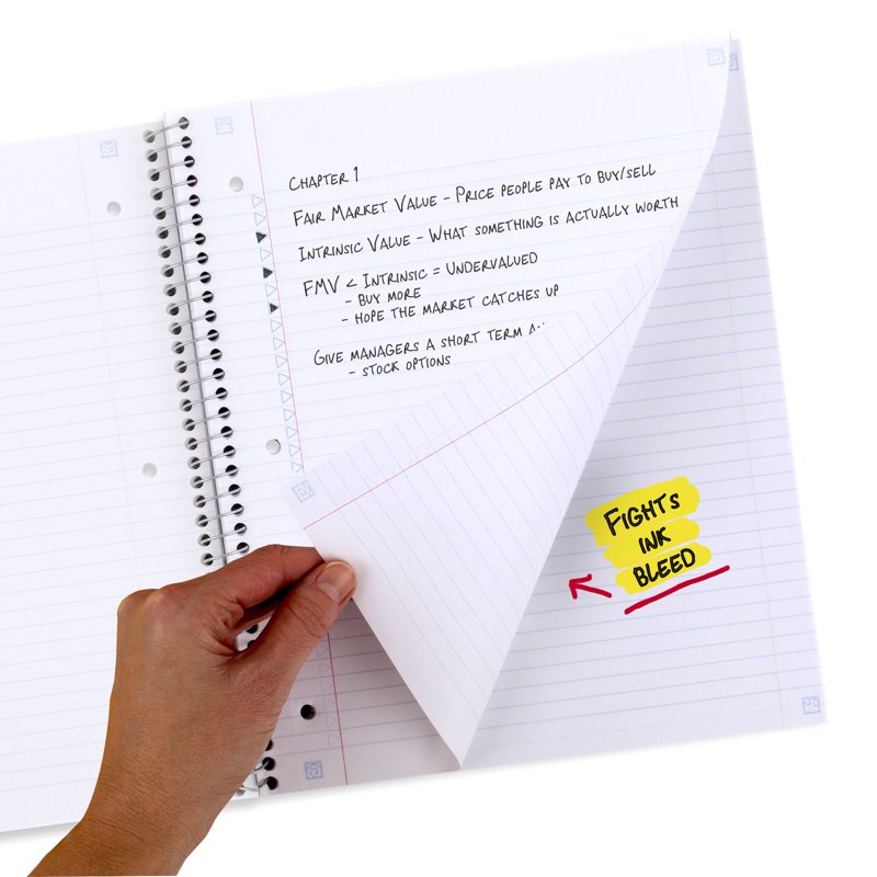 Spiral Notebook with Study App - College Ruled, 8.5 x 11, 2-Pack