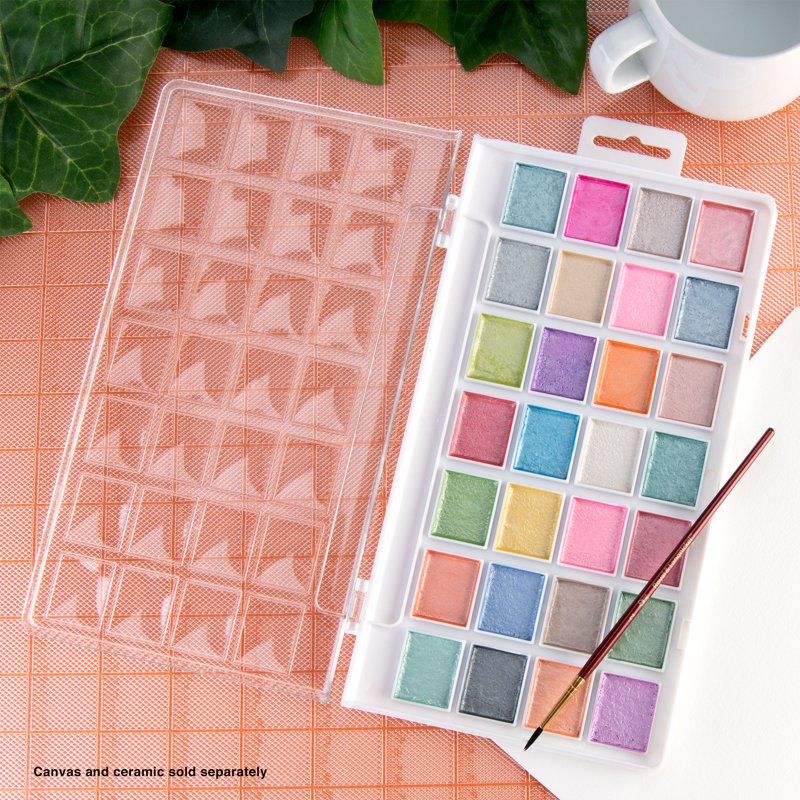 Pearlescent Watercolor Paint Set with Brush - 28 Vibrant Metallic Colors for Artists