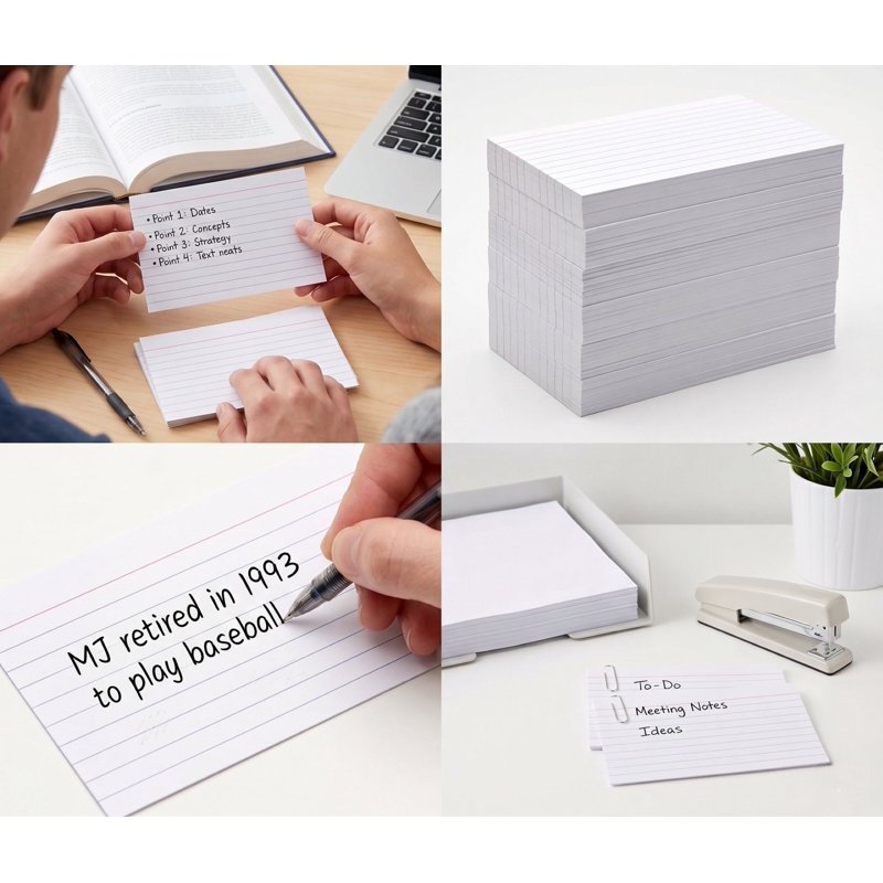 Bulk 3x5 White Lined Index Cards - Pack of 100, 10,000 Count for School & Office