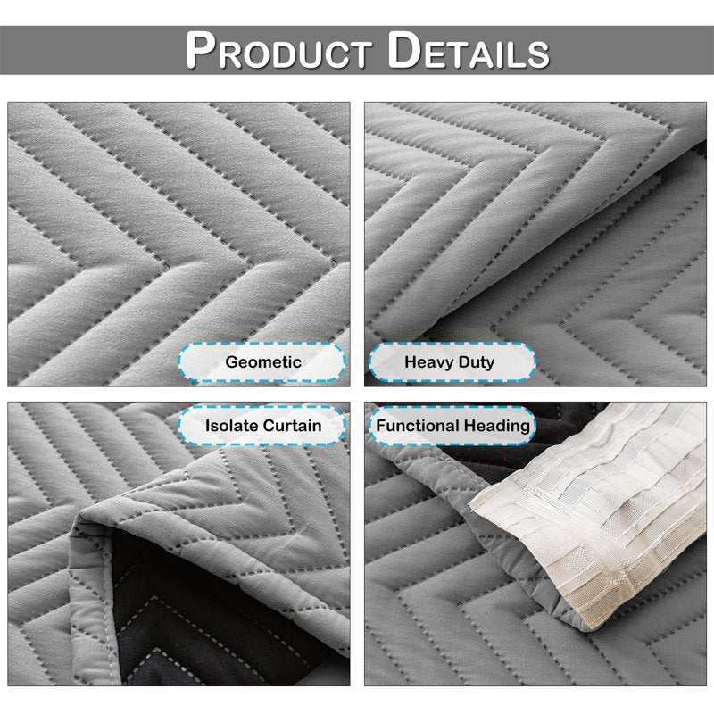 Thermal Blackout Curtains for Winter - Soundproof & Windproof 55x102 Gray