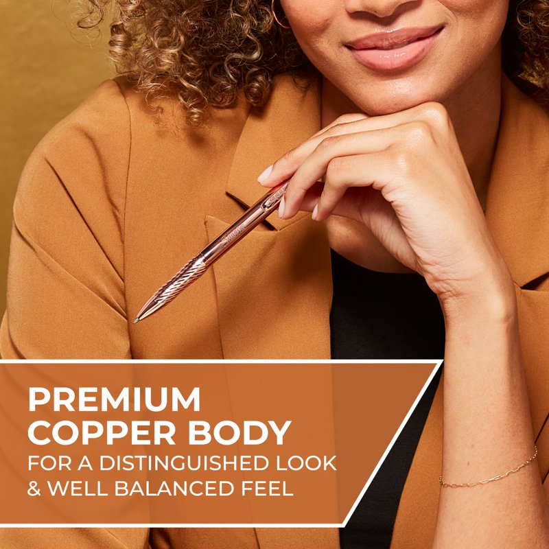 Gel Pen with Copper Metal Body and Black Ink – Refillable Writing Instrument