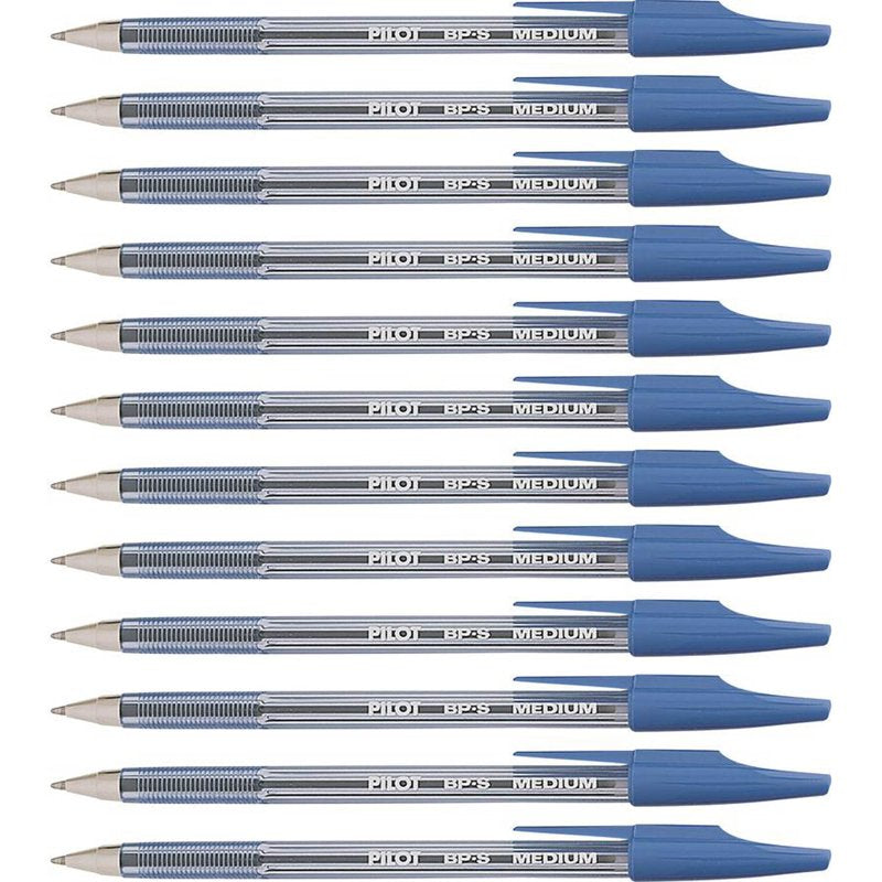 Ballpoint Pen - Blue Ink, 1mm Medium Point, Refillable, Box of 12