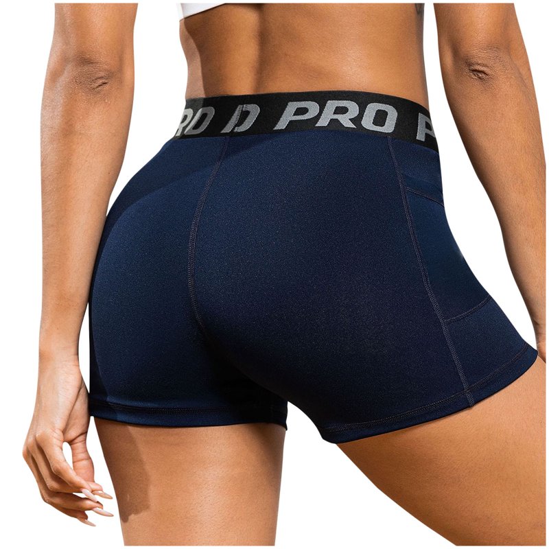 Women’s Spandex Volleyball Shorts with Mesh Pocket - Summer Workout Compression