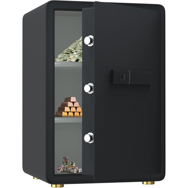 Biometric Fingerprint Safe Box with LED Light and Removable Shelf for Home and Office Security