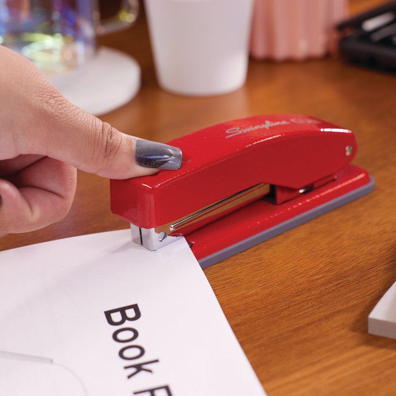 Compact Metal Stapler Rio Red - Jam Free, Heavy Duty Desktop Stapler